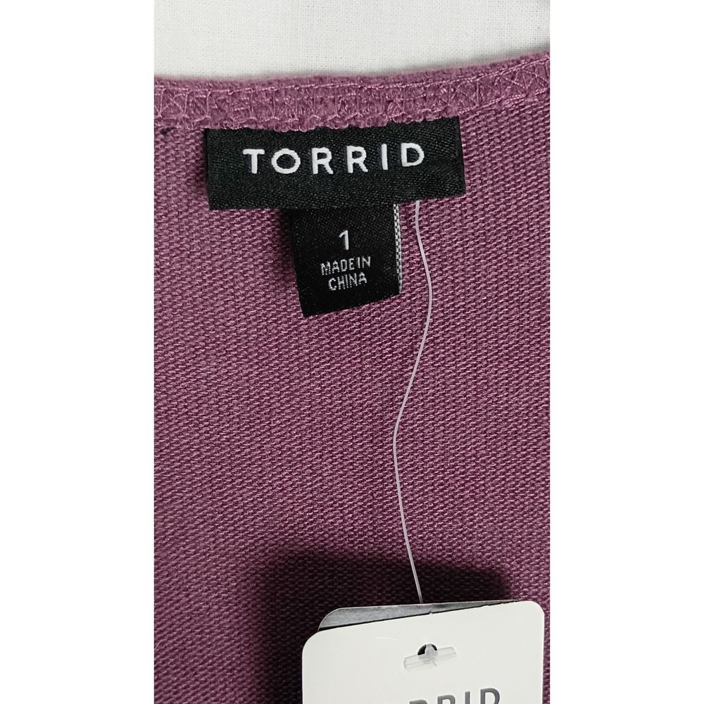 Torrid Plum Long Sleeve Hacci Knit Faux Wrap Dress Size 1 Super Soft New W Tags - Picture 8 of 9